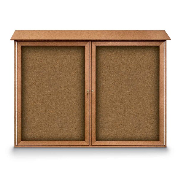 Indoor Enclosed Combo Board, 48"x36", Satin Frame/Green & Rubber